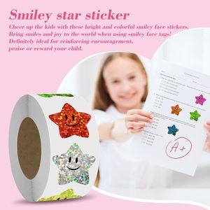 700 pegatinas de estrellas con cara sonriente para recompensas infantiles, 1 pulgada, 8 colores - Product Image 3