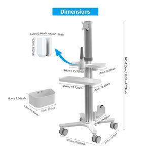 Medische Kar Met Monitor Mount Orale Scannerhouder, Verstelbare Tandheelkundige <span class=keywords><strong>Trolley</strong></span> Voor Ziekenhuizen, Tandheelkundige, Schoonheidssalons (MTO-1) - Product Image 2