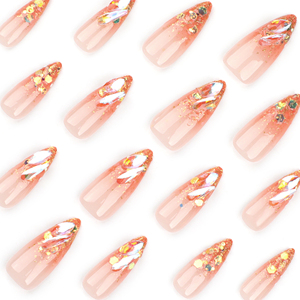 24 <span class=keywords><strong>Uñas</strong></span> Postizas Acrílicas <span class=keywords><strong>con</strong></span> Purpurina Dorada Francesa, Efecto Aurora, Degradado, <span class=keywords><strong>Uñas</strong></span> Artificiales, <span class=keywords><strong>Uñas</strong></span> Postizas de Caramelo 3323 - Product Image 4