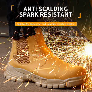 Bottes <span class=keywords><strong>de</strong></span> sécurité en cuir pour hommes anti-perforation, légères, avec embout en acier, anti-écrasement, pour soudeurs industriels - Product Image 6