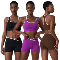 Ensemble de yoga 2 pièces à séchage rapide, short de sport taille haute moulant pour femme, idéal pour la course, le fitness et les activités de plein air