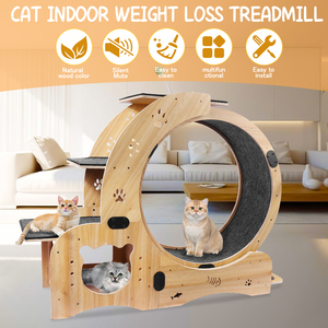 Rueda de ejercicio para gatos de Color madera Natural, rueda para correr en interiores para todos los gatos, árboles para gatos y producto rascador - Product Image 4
