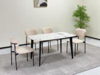 Ensemble de table à manger carrée en pierre frittée moderne avec pieds en métal pour 4 personnes, écologique, imperméable, pour hôtel et villa