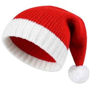 Gorro de punto de poliéster rojo para Navidad, cálido, cortavientos, para fiestas, transfronterizo, para padres e hijos, adultos y niños - Product Image 1