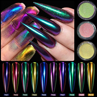 Poudre à ongles effet caméléon Macaron Aurora Chrome, pigment néon nacré miroir métallique, paillettes scintillantes pour la décoration d'ongles en gel.