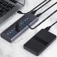 Hub USB 3.0 alimenté répartiteur de concentrateur de données USB 10 ports avec interrupteurs marche/arrêt individuels Extension USB pour souris, clavier, disque dur
