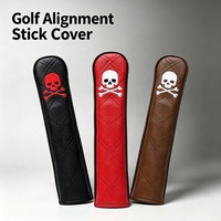 Housse de protection en cuir PU anti-rayures pour 2 bâtons d'alignement de golf, motif crâne, aide à l'entraînement, logo personnalisé, fournisseur d'usine