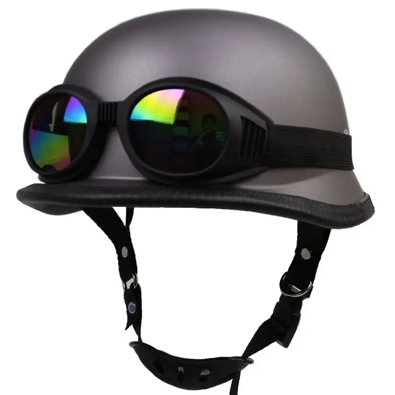 Motorcycle Retro Outdoor Riding Half Open Face Helmet With Glasses S,M,L,XL,XXL