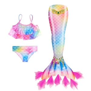 Costume da Sirena per Bambine, Coda di Sirena, Costume da Principessa Sirena con Design Luccicante, Outfit per Feste in Spiaggia, Regalo di Compleanno - Product Image 3