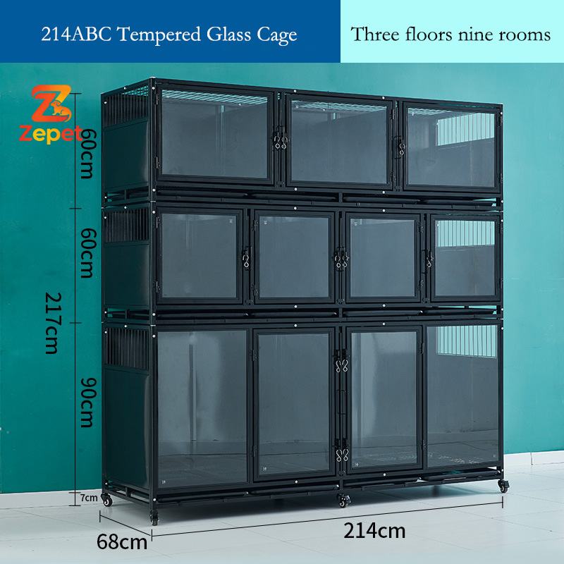 Cage en verre trempé noir 214ABC