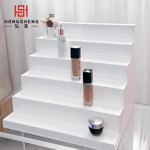 Perfume Bottle Makeup 6-Tier Counter White Acrylic Step Display Stand Acrylic Cosmetics Display Rise