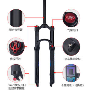 Fourche avant de VTT à suspension pneumatique, tige de 28,6 mm, 26 pouces, réglage du rebond, axe de 9 mm - Product Image 1