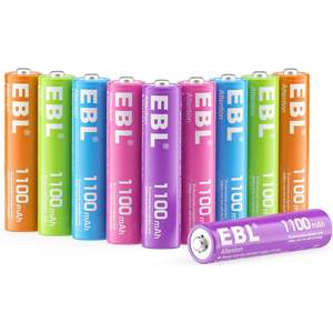 Paquete de 10 Pilas Recargables AAA de Alta Capacidad EBL de 1100 mAh, Ni-MH Triple, en Caja de 2.5 Colores, 1.2 V - Product Image 1