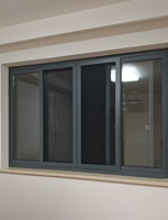 Fenêtre coulissante horizontale en aluminium à rupture de pont thermique, fenêtre coulissante à double vitrage pour appartement en immeuble de grande hauteur