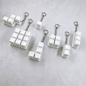 Porte-clés mécanique en forme de touche de clavier, pendentif anti-stress avec son de clic, blanc, minimaliste, pour sac - Product Image 5