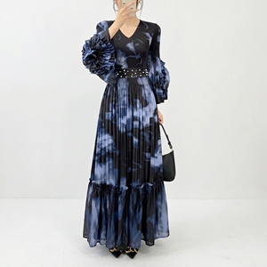 Vestido Maxi Casual Vintage de Alta Calidad para Mujer, Primavera/<span class=keywords><strong>Verano</strong></span> 2026, Nuevo, con Mangas Farol, Corte en A, Plisado, Estampado Floral, Fruncido Natural - Product Image 6