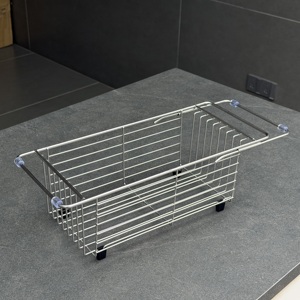 Cestello Estraibile Moderno in Acciaio Inox 304 per Lavello, Vassoio Scolapiatti <span class=keywords><strong>Salvaspazio</strong></span>, Rastrelliera da <span class=keywords><strong>Cucina</strong></span> Regolabile - Product Image 4