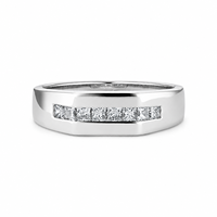 Bague pour homme en or 14K 18K avec 8 diamants taille princesse de 0,5 carat au total, bande de 4 mm, diamant cultivé en laboratoire, alliance de mariage