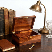 Boîte de rangement en bois massif de luxe avec serrure pour bijoux, souvenirs, documents, organisateur en bois vintage pour la décoration de la maison, du bureau ou du bureau à domicile