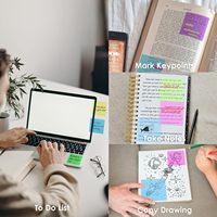 Bâtonnets Foska adhèrent solidement et s'enlèvent proprement, différentes couleurs néon, imperméables et transparents, notes autocollantes translucides en PET pour le bureau