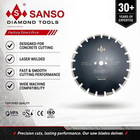 Lame de scie diamantée soudée au laser de 350 mm (14 pouces) pour asphalte et béton avec design à fente en U large (disponible en 12-24 pouces)