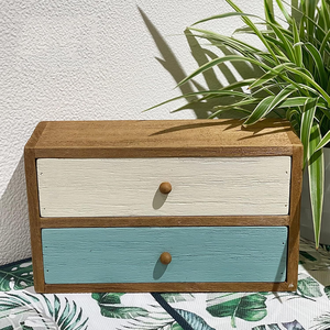 JUNJI Boîte en bois Tiroir de bureau Simple Boîte de décoration de bureau Tiroirs manuels à double couche Organisateur de tiroirs Rangement en bois - Product Image 6