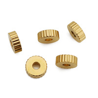 Perles d'espacement rondes texturées plates en acier inoxydable PVD or 18 carats sans ternissement pour la fabrication de bijoux à bricoler soi-même