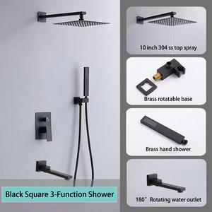Grifo mezclador de ducha oculto de pared negro con sistema de lluvia para <span class=keywords><strong>baño</strong></span>, grifos de ducha y <span class=keywords><strong>baño</strong></span> - Product Image 4