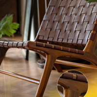 Fauteuil Selle, Chaise Simple en Rotin Tressé en Bois Massif Style Nordique, Fauteuil Inclinable Simple Vintage Japonais pour Balcon et Hôtels de Charme