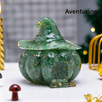 Ornement sculpté en résine cristalline, motif citrouille de Noël et maison de sorcière, bol à bonbons violet, décoration d'intérieur avec gravier