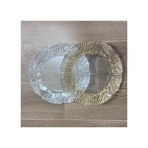 Wedding Glass Plastic Under Plates Antique Gold Silver Charger Plates for Decoration