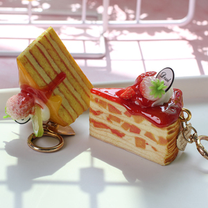 QYS Lifelike Triangle Bread Keychain Bakery Food <b>Bag</b> Charm Mini Dessert Pendant <b>Key</b> <b>Ring</b> Gift - Product Image 3