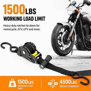 HOMFUL Cinghia <span class=keywords><strong>di</strong></span> Fissaggio per <span class=keywords><strong>Moto</strong></span> a 2 <span class=keywords><strong>Pezzi</strong></span> Resistente con Fibbia a Cricchetto Zincata e Ganci Rivestiti per il Trasporto - Product Image 4