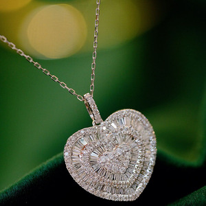 Xinfly สร้อยคอทองคำบริสุทธิ์18K พร้อมจี้เพชรธรรมชาติ1CT รูปหัวใจสีพีชสวยงามทันสมัย - Product Image 2