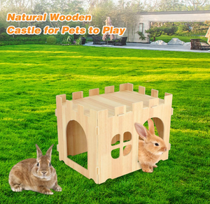 Grande casa di coniglio in legno staccabile piccolo animale da interno coniglio adulto cavia Habitat coniglietto castello nascondiglio animali domestici - Product Image 2