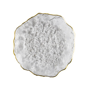 Ensemble de plateaux en verre cristal <span class=keywords><strong>soufflé</strong></span> à la main, texture texturée, avec bord doré, pour gâteaux, desserts et décoration intérieure de style japonais - Product Image 6