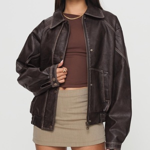 Veste décontractée en cuir PU pour femme, tendance mode urbaine, nouvelle collection printemps, avec poches, du fabricant OEM - Product Image 3