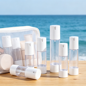 Petites bouteilles à pompe sans air en plastique AS de 15 ml, recyclables, transparentes, pour l'emballage des soins de la peau - Product Image 4