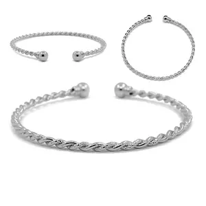 CSA3-02 New Products Real Sterling Silver Twist Bangle Plain Silver 925 Jewelry Bracelets