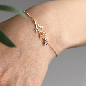Cubique 12 mois Fleur Collier Zircon Pierre De <span class=keywords><strong>Naissance</strong></span> Pendentif Bracelet Dames Zodiaque Fleur Anniversaire <span class=keywords><strong>Naissance</strong></span> Fleur - Product Image 2