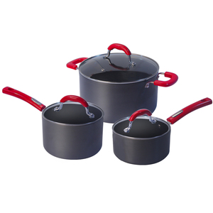 12 adet İtalyan tasarım Cucina sert anodize alüminyum yapışmaz TENCERE SETİ silikon saplı yumuşak tutma - Product Image 3