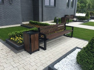 Panca da esterno in acciaio Corten con fioriera integrata, seduta per parchi e spazi pubblici e commerciali - Product Image 5