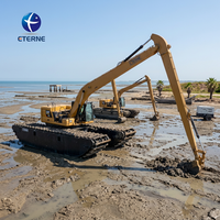 Excavatrice amphibie 42 tonnes ET LR500AMD, fournie par l'usine, excavatrice sur pontons à faible risque d'affondrement pour projets de dragage