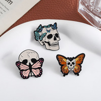 Crâne horreur papillon alliage argent plaqué broche ensemble Style sombre personnalité vêtements accessoires broche Badge fête cadeau