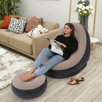 Fauteuil-Lit Gonflable Haute Performance Pliable Facile avec Repose-Pieds, Canapé Gonflable pour Salon et Fête, Ensemble Fauteuil Gonflable