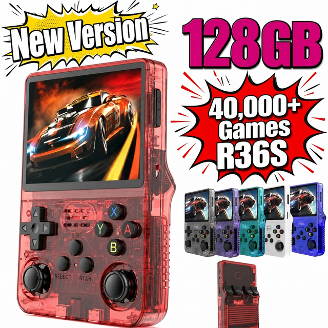 Wholesaler Price Stock 128GB R36S HD Retro Handheld Game Console Linux 3.5 Inch Screen Portable Pocket Video Game Player R36