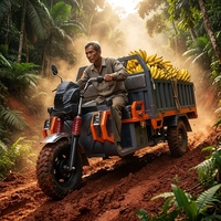 Tricycle électrique cargo étanche, 3 000 W, capacité de charge de 1 500 kg, moto trois roues avec fonction anti-recul, adapté à