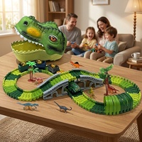 KK 150 Piezas, Pista de Carreras para Crear un Mundo de Dinosaurios, Tren Eléctrico de Dinosaurios, Juego de Juguetes de Pista de Dinosaurios, Pista de Carreras de Dinosaurios