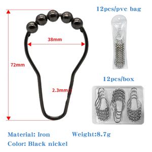 Anneaux de suspension pour rideau de douche en nickel noir EWANG, vente en gros - Product Image 3