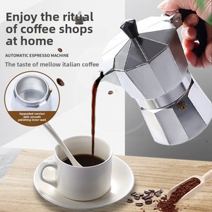 Moka Pot, macchina per caffè Espresso italiana da fornelli, 1 up caffettiera in alluminio per fornelli a Gas ed elettrici, senza BPA - Product Image 2